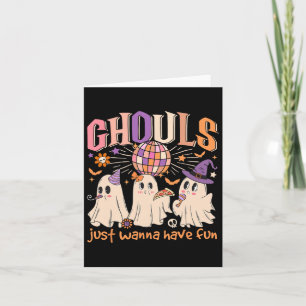 Tarjeta Groovy Halloween Ghouls solo quiere divertirse con