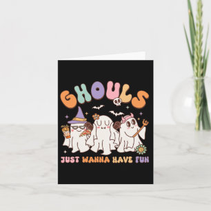 Tarjeta Groovy Halloween Ghouls solo quiere divertirse con