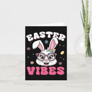 Tarjeta Groovy Happy Easter Cute Bunny Rabbit Face Women