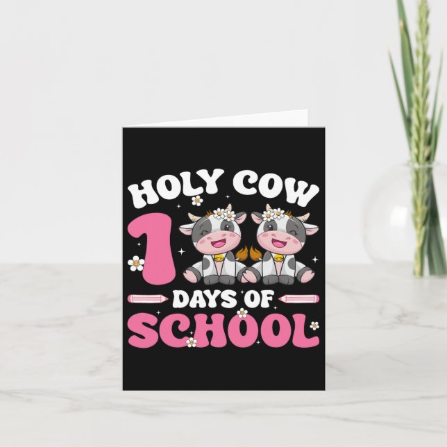 Tarjeta Groovy Holy Cow 100 Days School Dairy Milk Student (Anverso)