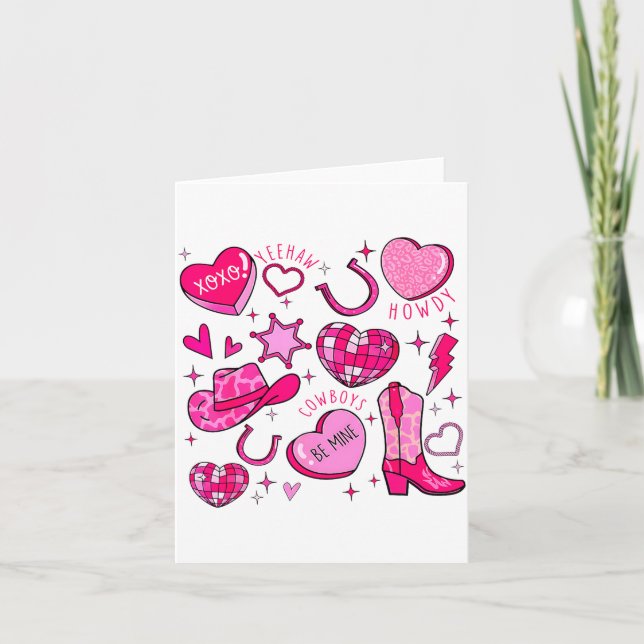 Tarjeta Groovy Howdy Valentine Western Valentines Day Cowb (Anverso)