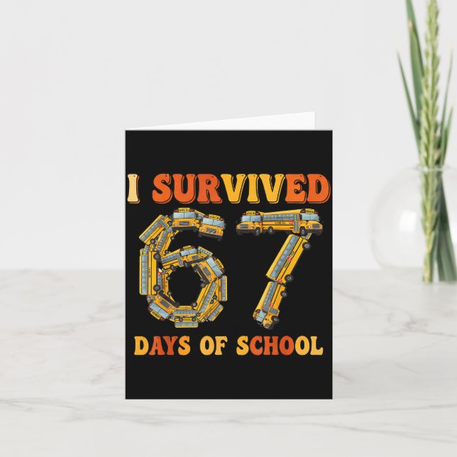 Tarjeta Groovy I Survived 67 Days Of School Funny 67 Meme  (Anverso)