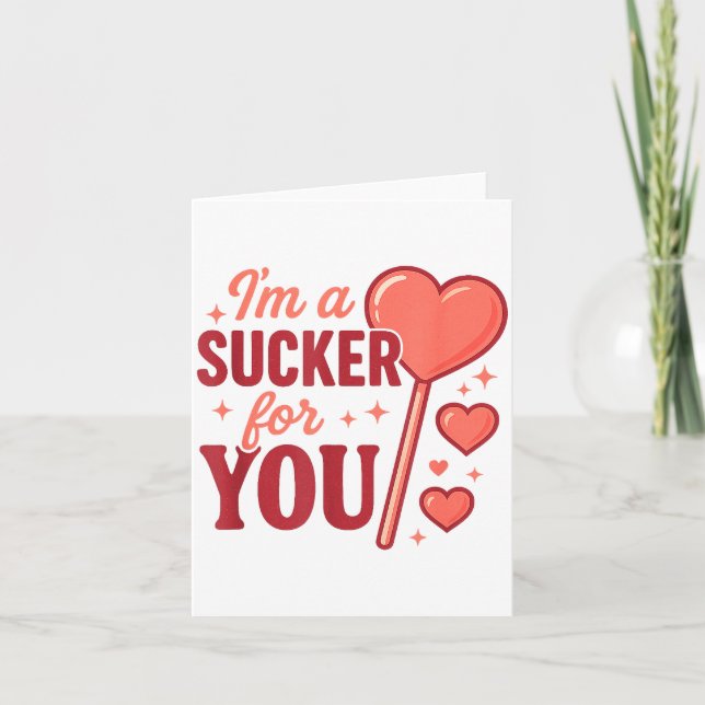 Tarjeta Groovy I'm A Sucker For You Retro Heart Candy Vale (Anverso)