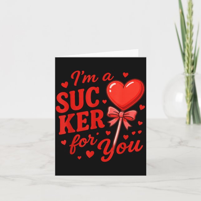 Tarjeta Groovy I'm A Sucker For You Retro Heart Candy Vale (Anverso)