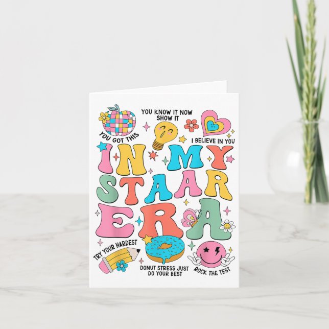 Tarjeta Groovy In My Starr Era Testing Day Teacher Kids Mo (Anverso)