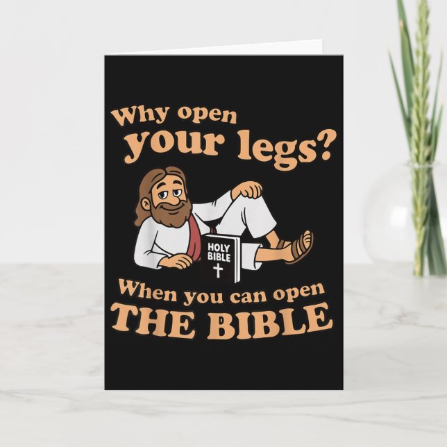 Tarjeta Groovy Jesus Why Open Your Legs When You Can Open  (Anverso)