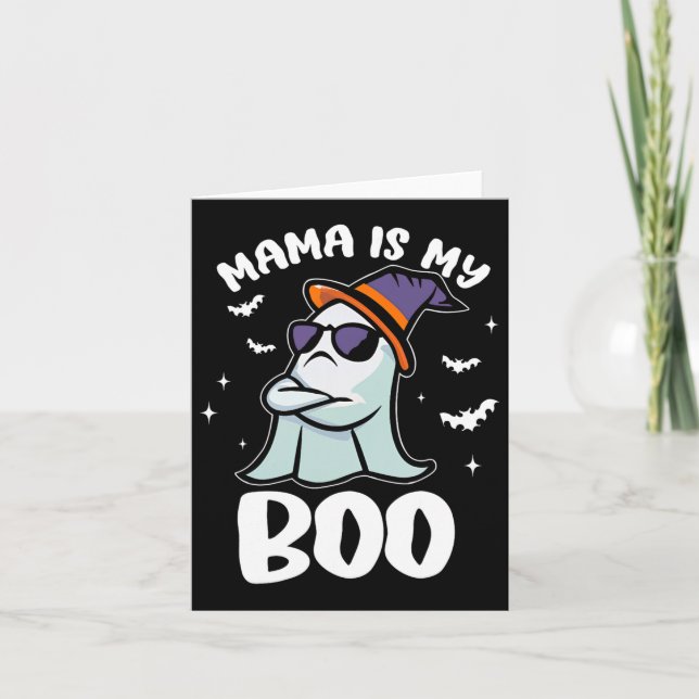 Tarjeta Groovy Mama Es Mi Boo Halloween Niños Chicas (Anverso)