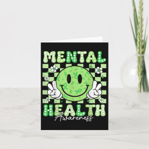 Tarjeta Groovy Mental Health Awareness Funny Smile Face Bo