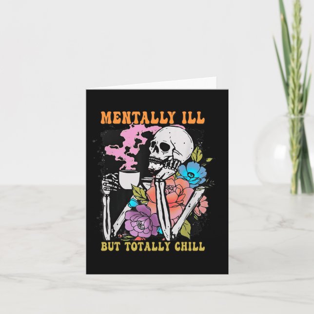 Tarjeta Groovy Mentalmente Enfermo Pero Totalmente Chill H (Anverso)