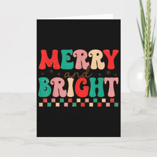 Tarjeta Groovy Merry And Bright Christmas Matching Family  (Anverso)