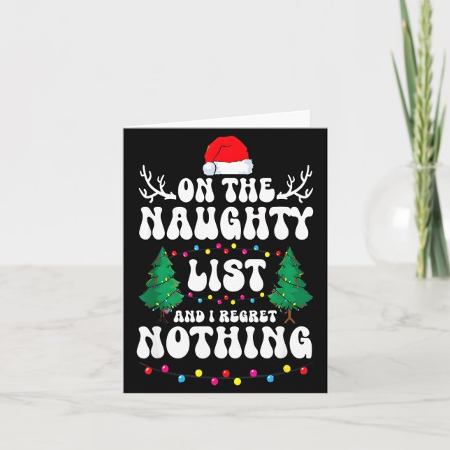 Tarjeta Groovy Naughty List Christmas Xmas Santa Mens Wome (Anverso)