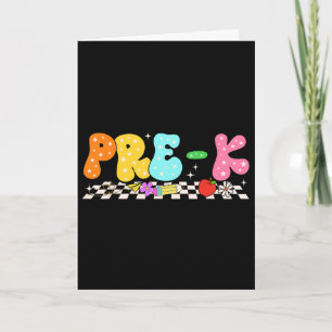 Tarjeta Groovy Pre-k Ck a la Escuela Primer Día de Escuela