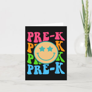 Tarjeta Groovy Pre-K Vibes Face Retro Profesores Niños De