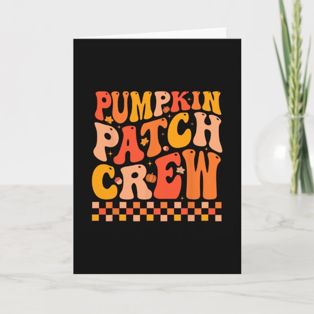 Tarjeta Groovy Pumpkin Patch Crew Vibraciones de Otoño Gra (Anverso)