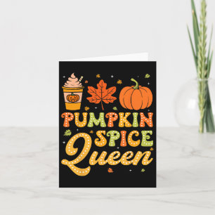 Tarjeta Groovy Pumpkin Spice Queen Halloween Acción de Gra