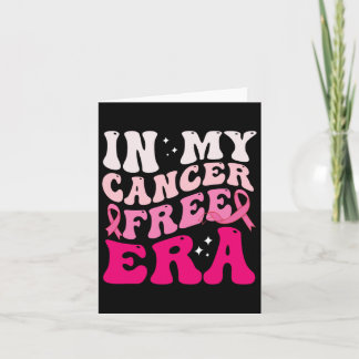 Tarjeta Groovy retro en mi era libre de cáncer de mama a