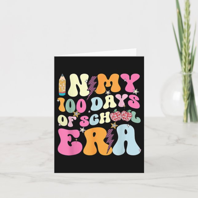 Tarjeta Groovy Retro En Mis 100 Días De Escuela (Anverso)