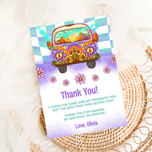 Tarjeta Groovy Retro Floral de agradecimiento (Subido por el creador)