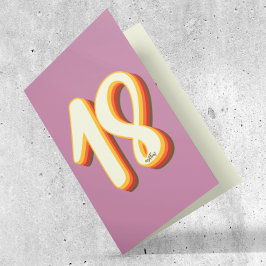 Tarjeta Groovy Retro Moderno Rosa Dieciocho cumpleaños