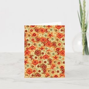 Tarjeta Groovy Retro Naranja Hippie FlowPattern