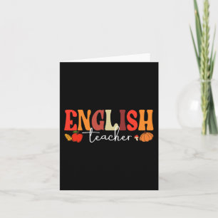 Tarjeta Groovy Retro Profesor de Inglés Otoño Vibraciones 