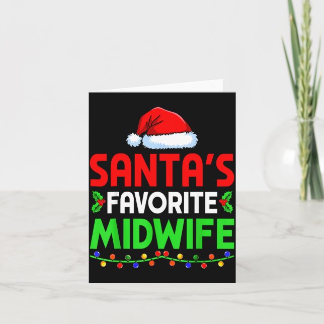 Tarjeta Groovy Santa's Favorite Midwife Nurse Christmas Sa (Anverso)