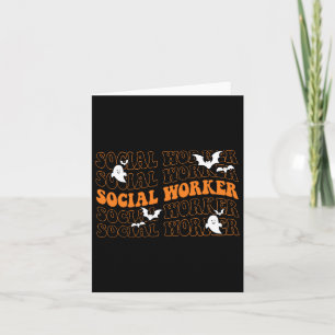 Tarjeta Groovy Social Worker Ghost Halloween School Social