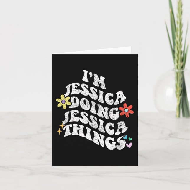 Tarjeta Groovy soy Jessica haciendo cosas de Jessica diver (Anverso)