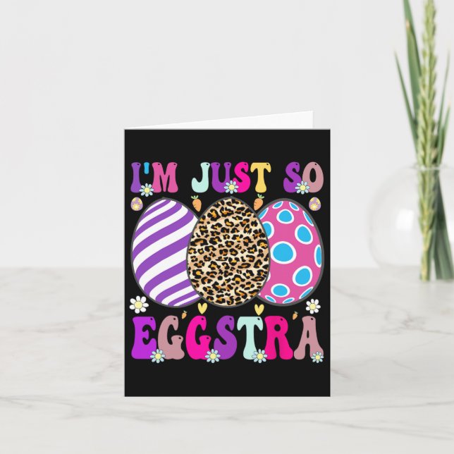 Tarjeta Groovy, soy tan divertida Eggstra Huevos Easter By (Anverso)