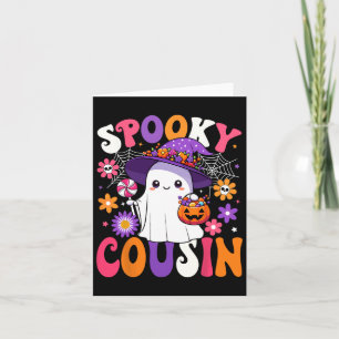 Tarjeta Groovy Spooky Cousin Halloween Ghost Pumpkin Hallo