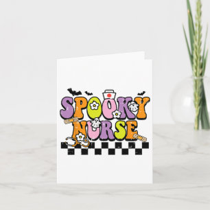 Tarjeta Groovy Spooky Nurse Retro Halloween Enfermera Caer