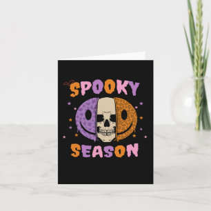 Tarjeta Groovy Spooky Season Halloween Ghost Boo Smile Fas