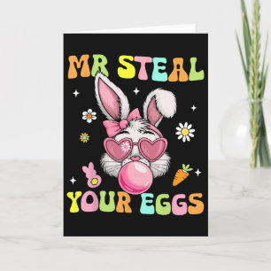 Tarjeta Groovy Sr Roba Huevos Días de Pascua Conejo Caza R