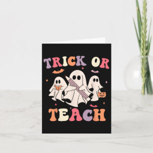 Tarjeta Groovy Teacher Halloween Retro Trick O Teach Flick