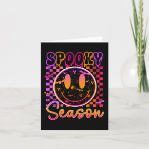 Tarjeta Groovy Temporada Espeluznante Floral Hippie Sonris