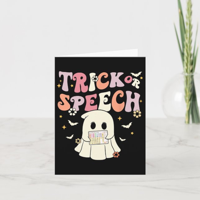 Tarjeta Groovy Trick O Speech Slp Aac Ghost Halloween Cos (Anverso)