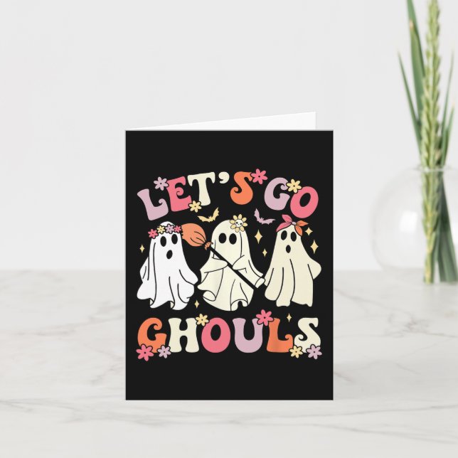 Tarjeta Groovy Vamos Ghouls Halloween Fantasma Para (Anverso)