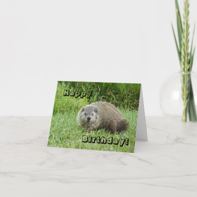Tarjeta Groundhog del feliz cumpleaños (Anverso)