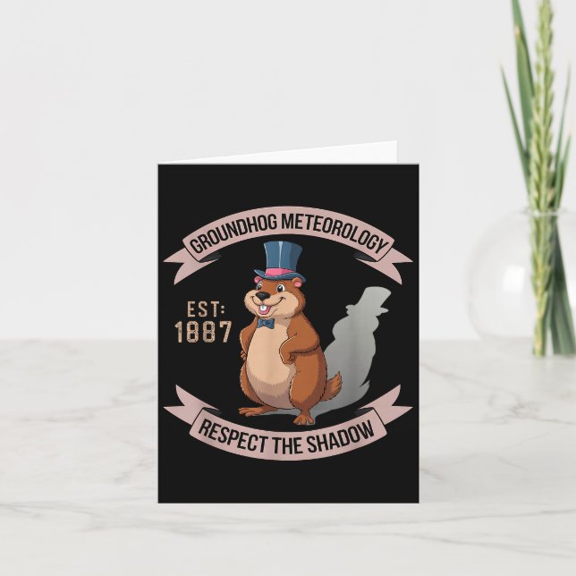 Tarjeta Groundhog Funny Uni Adults Kids Black Short Sleeve (Anverso)