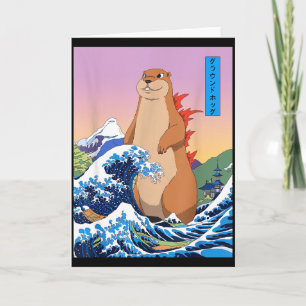 Tarjeta Groundhogzilla divertida gran ola japonesa anime G