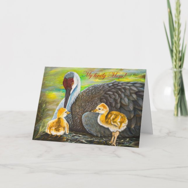 Tarjeta Grúa arenosa amor de madre (Anverso)