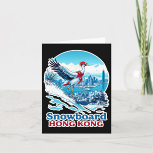 Tarjeta Grúa De Snowboard En El Skyline Azul De Hong Kong