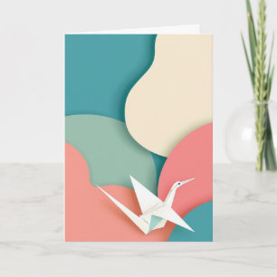 Tarjeta Grulla de Origami en Vuelo