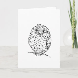 Tarjeta Grumpy African Barred Owlet Design