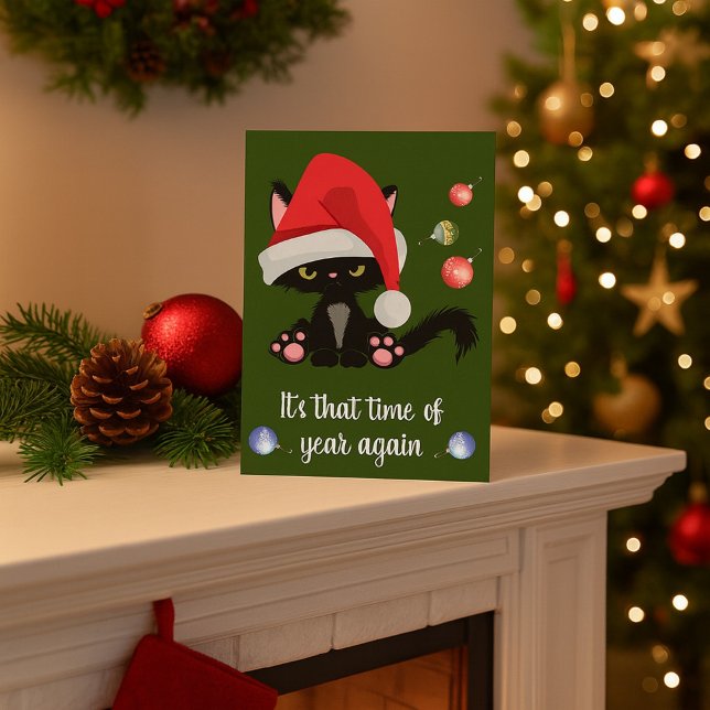 Tarjeta Grumpy Black Cat Funny Navidades (Subido por el creador)