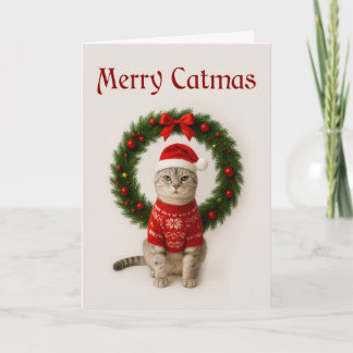 Tarjeta Grumpy Cat Folded Christmas Card
