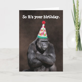 Tarjeta Grumpy Gorilla Yay Cumpleaños