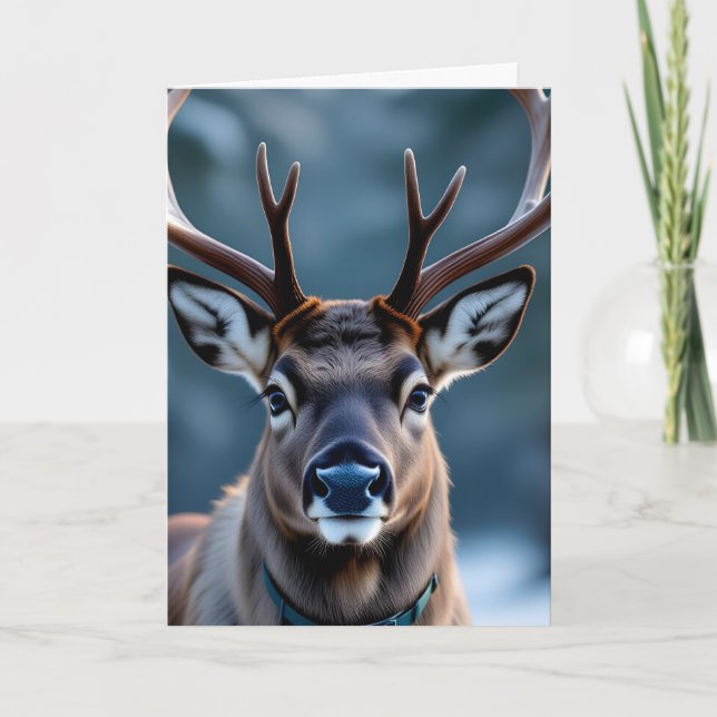Tarjeta Grumpy Reindeer Divertido Foto Personalizable Navi (Anverso)