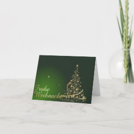 Tarjeta Grünes Weihnachtsmotiv mit goldenem Weihnachtsbaum