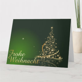 Tarjeta Grünes Weihnachtsmotiv mit goldenem Weihnachtsbaum